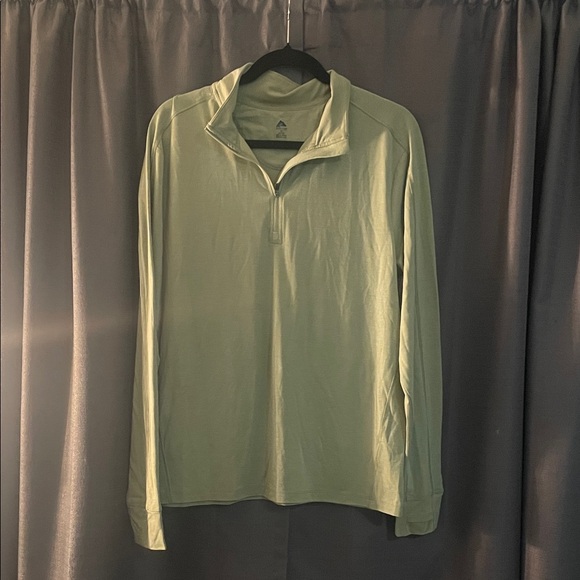 Ozark Trail Olive Long Sleeve Quarter-Zip Shirt Collar Thumb Holes - Picture 1 of 8